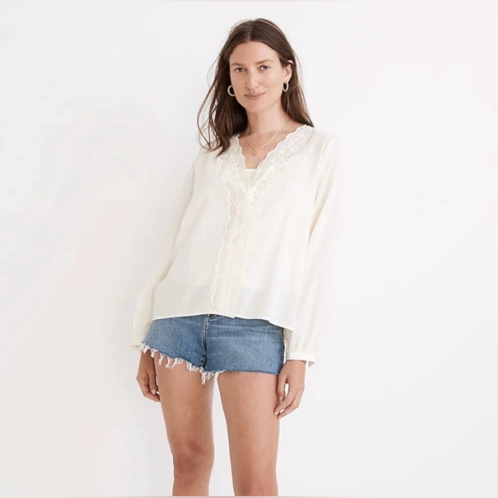 NWOT Madewell Eyelet-Trim Twin Set Top size XS